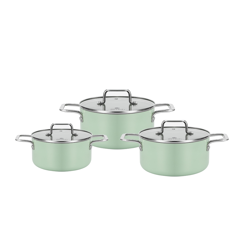 Sale năm mới- 01-03.0 Bộ nồi chống dính Ceramic Elmich EL5241SK01 Size 18 20 24cm