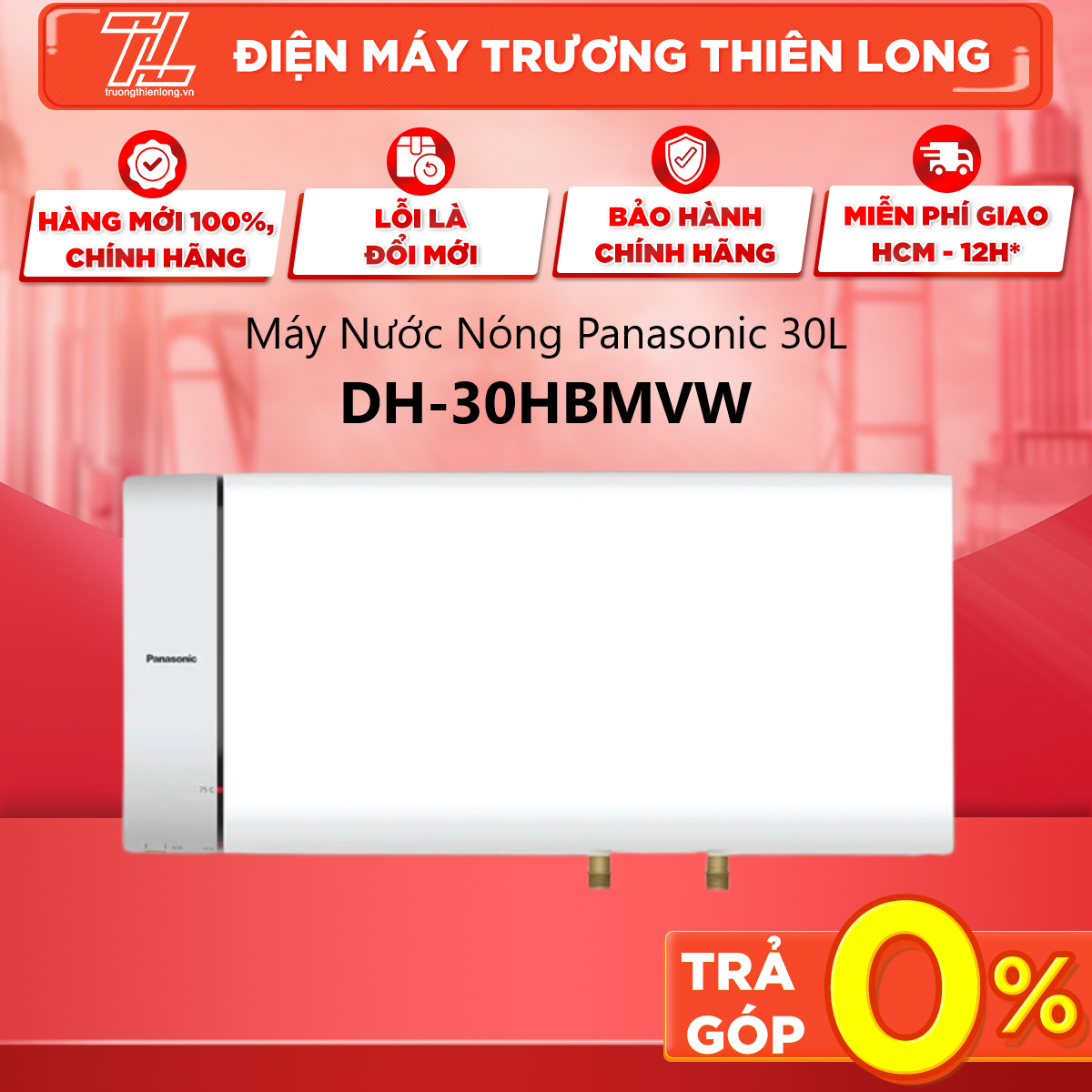 Máy Nước Nóng Gián Tiếp Panasonic DH-30HBMVW 30 lít - TRẢ GÓP 0% - GIAO TOÀN QUỐC - NGOÀI HCM TÍNH PHÍ