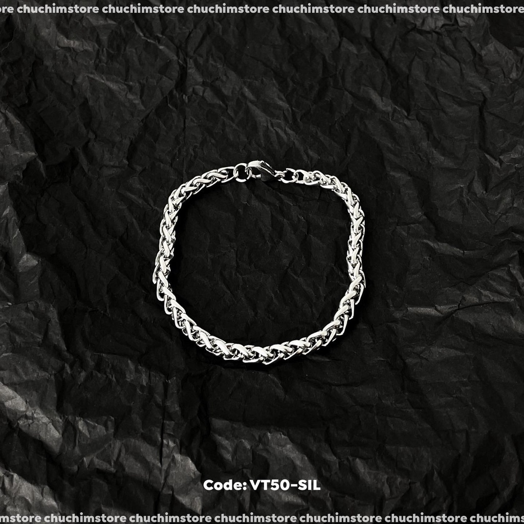 Vòng tay bạc unisex mắt xích vẩy rồng bản nhỏ