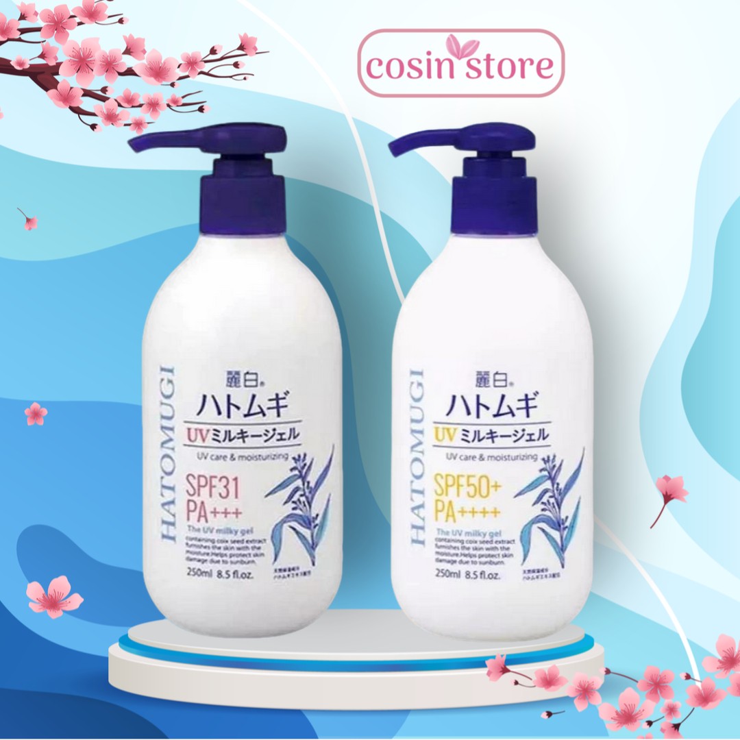 Sữa Dưỡng Thể Chống Nắng Naturie Reihaku Hatomugi UV Milky Gel  SPF31 SPF50+ ý dĩ Nhật Bản 250ml UV Care & Moisturizing Cosin Store