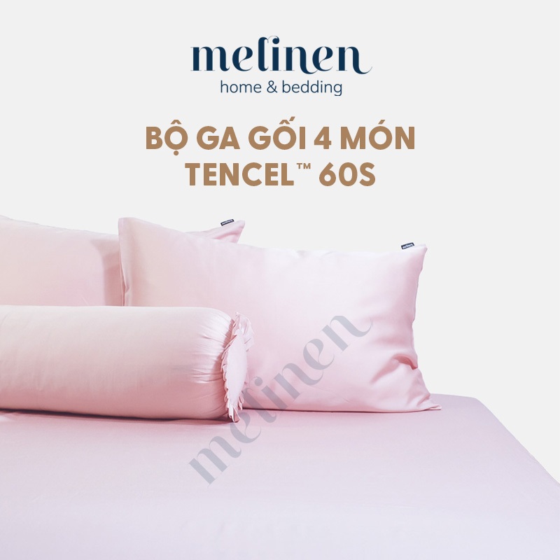 Bedding set - bộ ga gối 4 món lụa tencel 60s melinen set 2 vỏ gối, 1 vỏ gối ôm, 1 ga giường 1m6x2m 1m8x2m