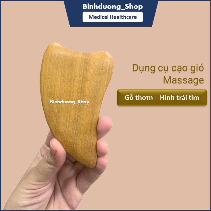 Dụng cụ massage cạo gió day ấn huyệt hình tim bằng gỗ thơm giúp giảm căng thẳng mệt mỏi, hỗ trợ lưu thông khí huyết