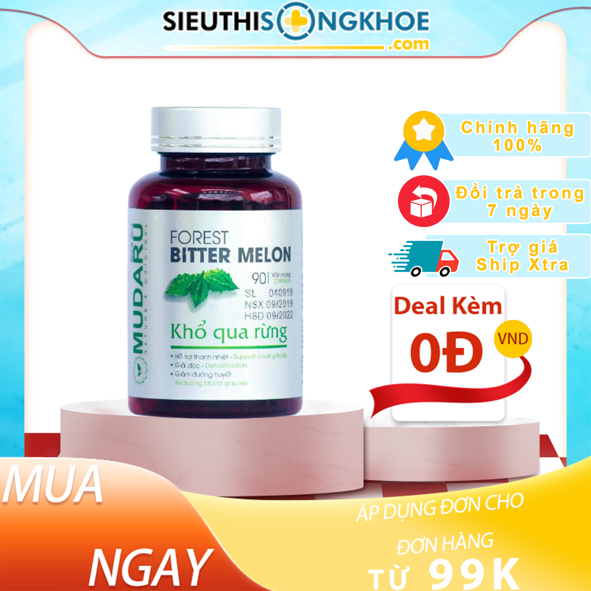 VIÊN UỐNG KHỔ QUA RỪNG MUDARU - HỘP 90 VIÊN