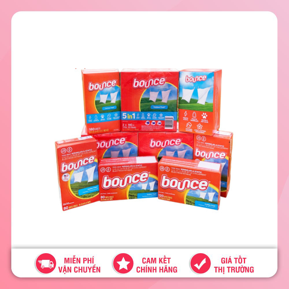 Giấy thơm quần áo bounce mỹ hộp 160 tờ