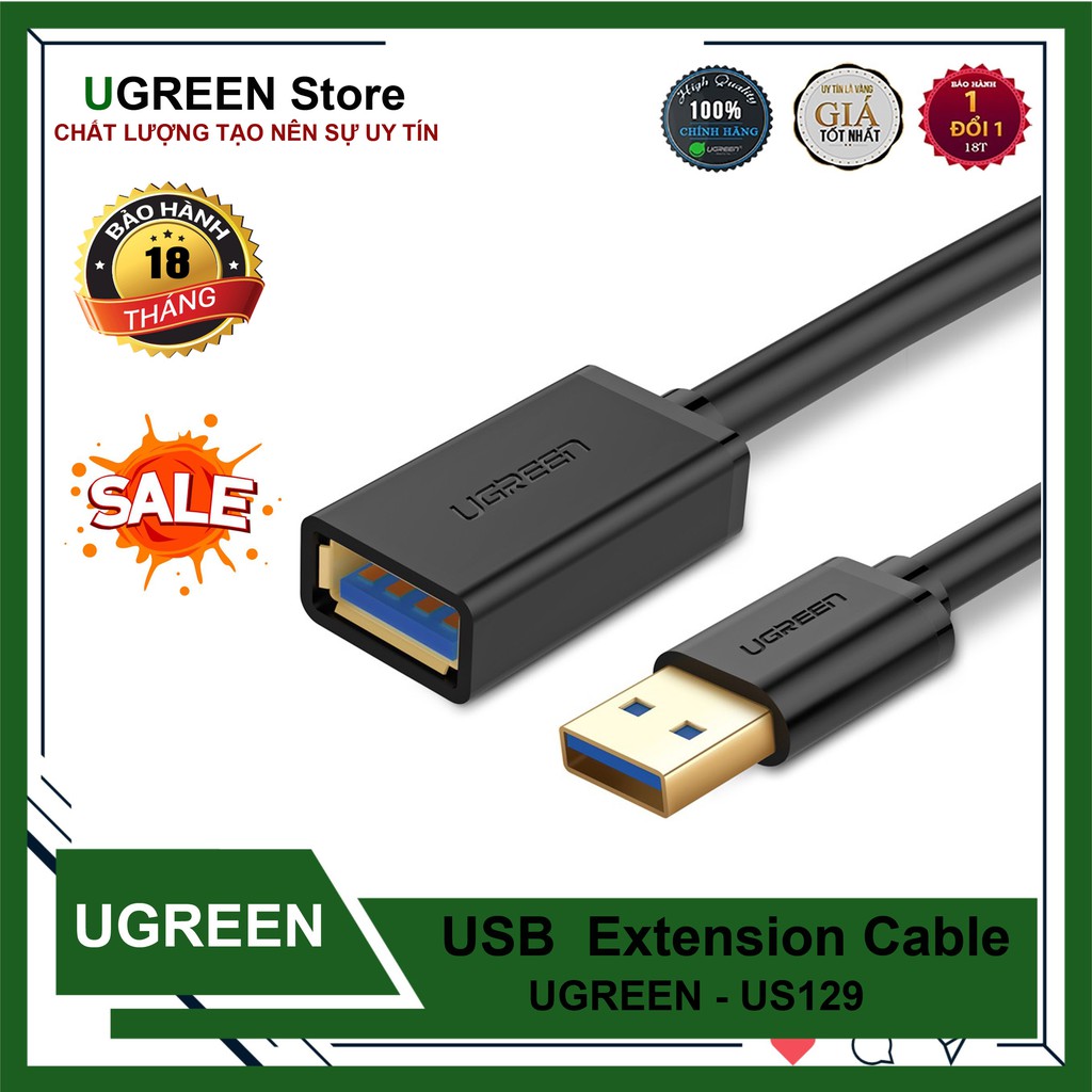 Cáp nối dài usb 3.0 cao cấp ugreen us129 - hàng chính hãng