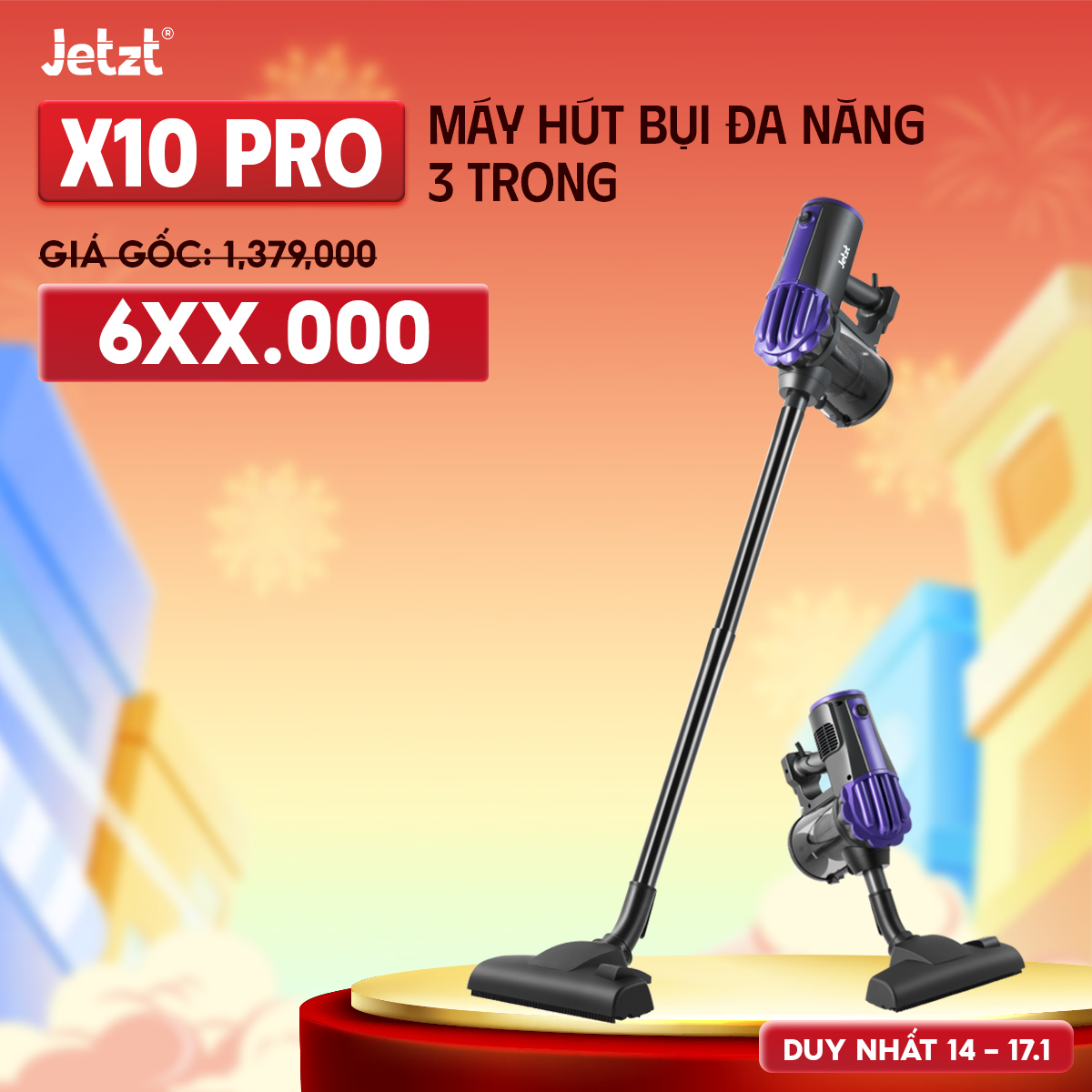 Máy hút bụi cầm tay đa năng có dây 3n1 JETZT X10 PRO