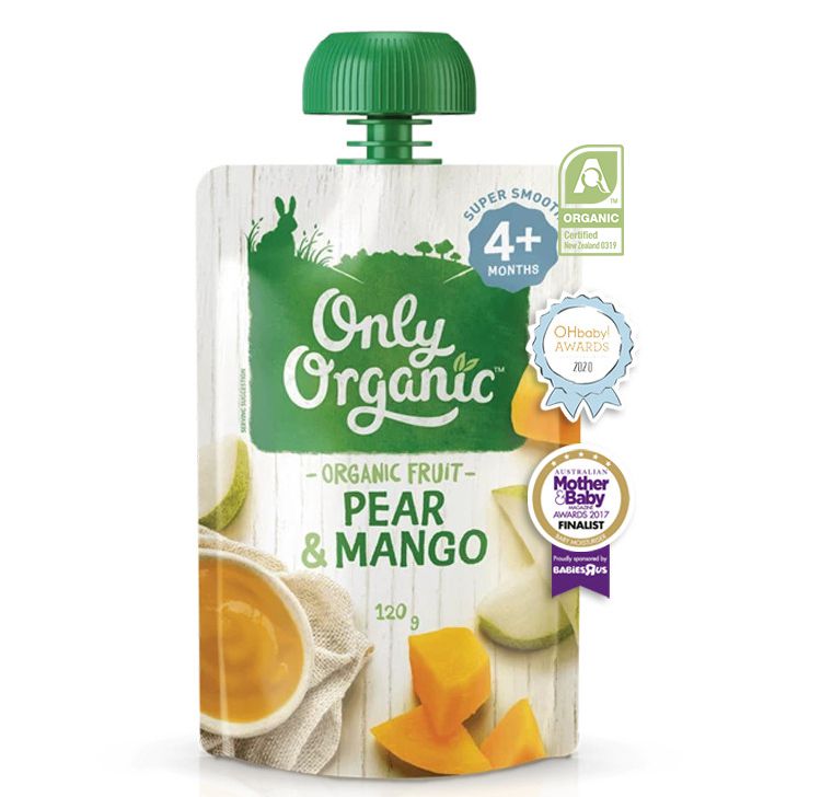 DINH DƯỠNG TRÁI CÂY NGHIỀN HỮU CƠ LÊ & XOÀI CHO BÉ TỪ 4 THÁNG " ONLY ORGANIC" - ONLY ORGANIC PEAR & MANGO