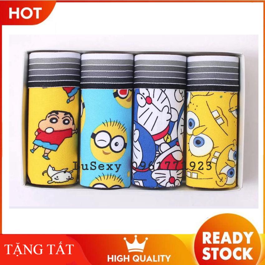 Quần lót nam hình ngộ nghĩnh - Shop quần sịp nam ngộ nghĩnh Doraemon dáng boxer đùi chất cotton mềm đẹp Men Sexy
