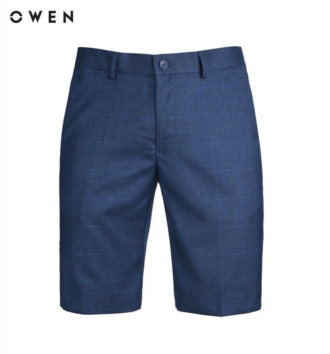 Owen - quần short nam owen màu xanh navy kẻ ca rô 20238