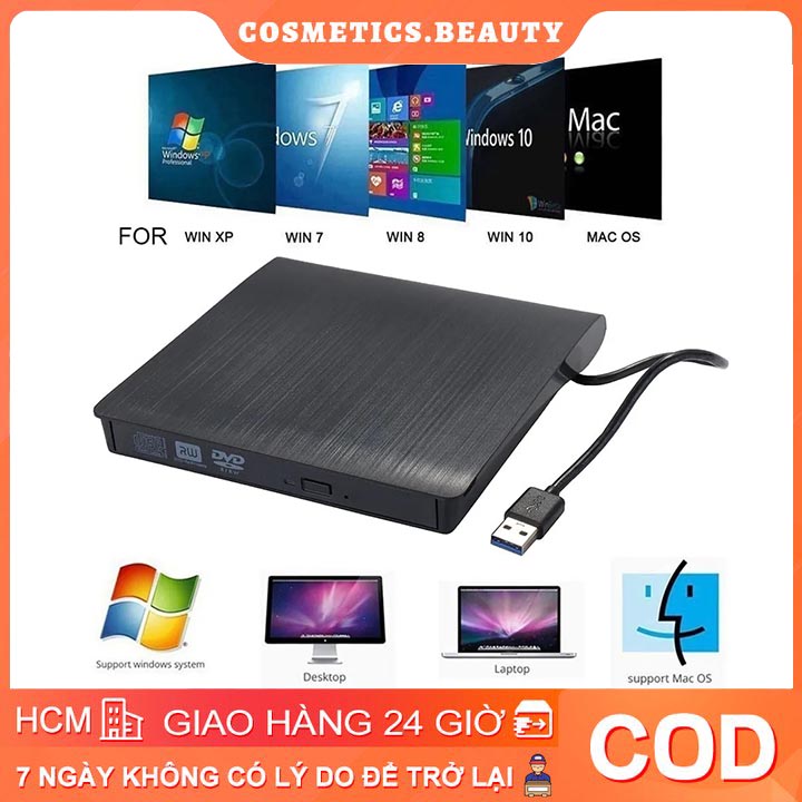 Ổ Ghi DVD RW Gắn Ngoài Mỏng USB 3.0 Tiện Dụng Đầu Đọc Đầu Đọc Ổ Đĩa Quang Cho Máy Tính Xách Tay PC Dvd Burner COS