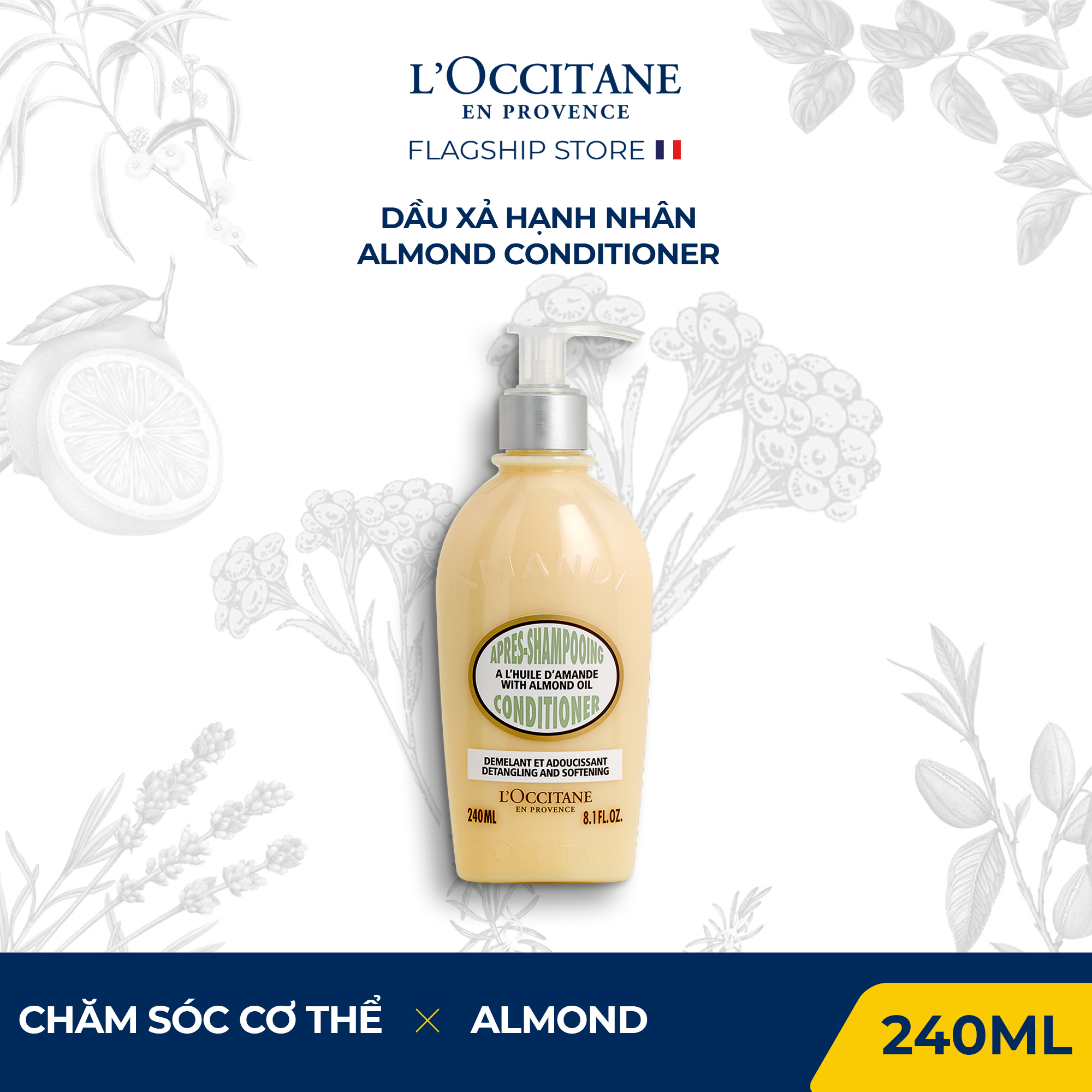 Dâu xả hạnh nhân l'occitane almond conditioner 240ml