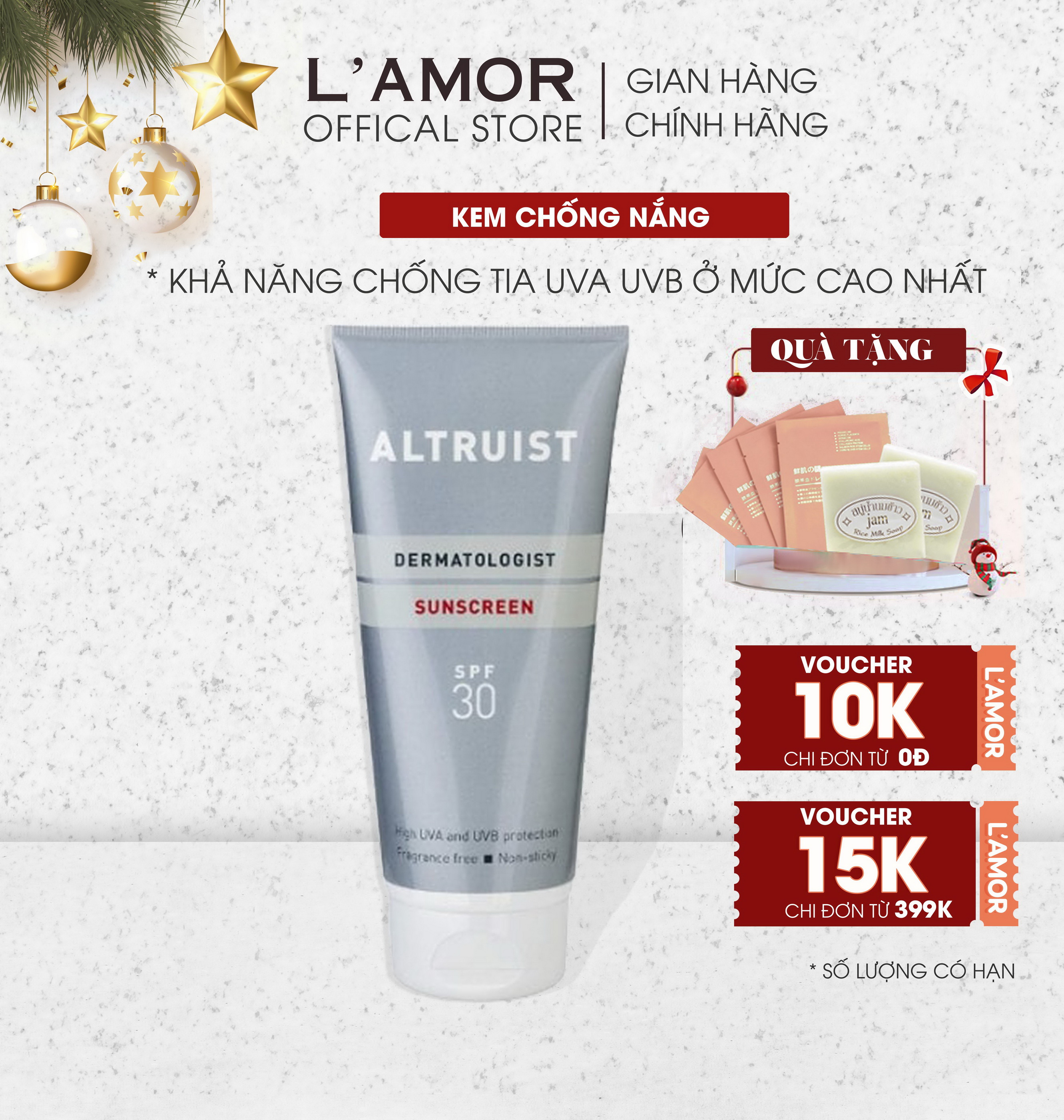 Kem chống nắng altruist dermatologist sunscreen spf 30 200 ml