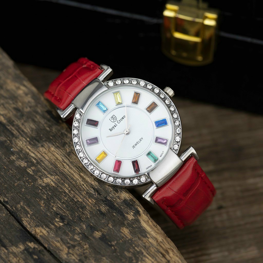 Đồng hồ đeo tay nữ, đồng hồ nữ đính đá sang trọng ROYAL CROWN cao cấp, lấp lánh, không thấm nước, siêu đẹp