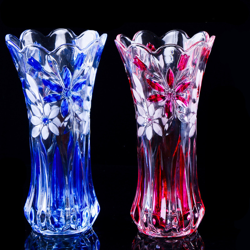 20 cm premium flower printed glass vase vase (color random)