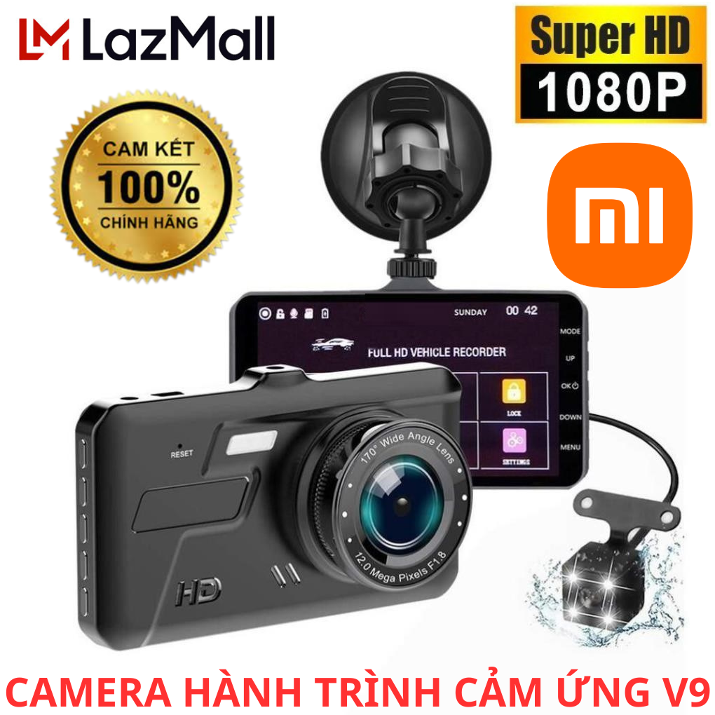 LazMall Sale Chính Hãng Công Nghệ Xiaomi TRỌN BỘ CAMERA HÀNH TRÌNH CẢM ỨNG V9 (TRƯỚC + SAU) FULL HD Độ Nét FULL HD 1080P, WDR Quay Ngày Đêm. Màn Hình: 4,0 Inch HD; Ống Kính: 170° + Độ Phân Giải Cao Ống Kính Góc Siêu Rộng Lắp Đặt Dễ Dàng Cho Mọi Loại Xe