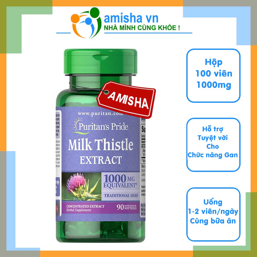 Bổ Gan Milk Thistle Extract Puritan’s Pride 1000mg 90 Viên - Mỹ