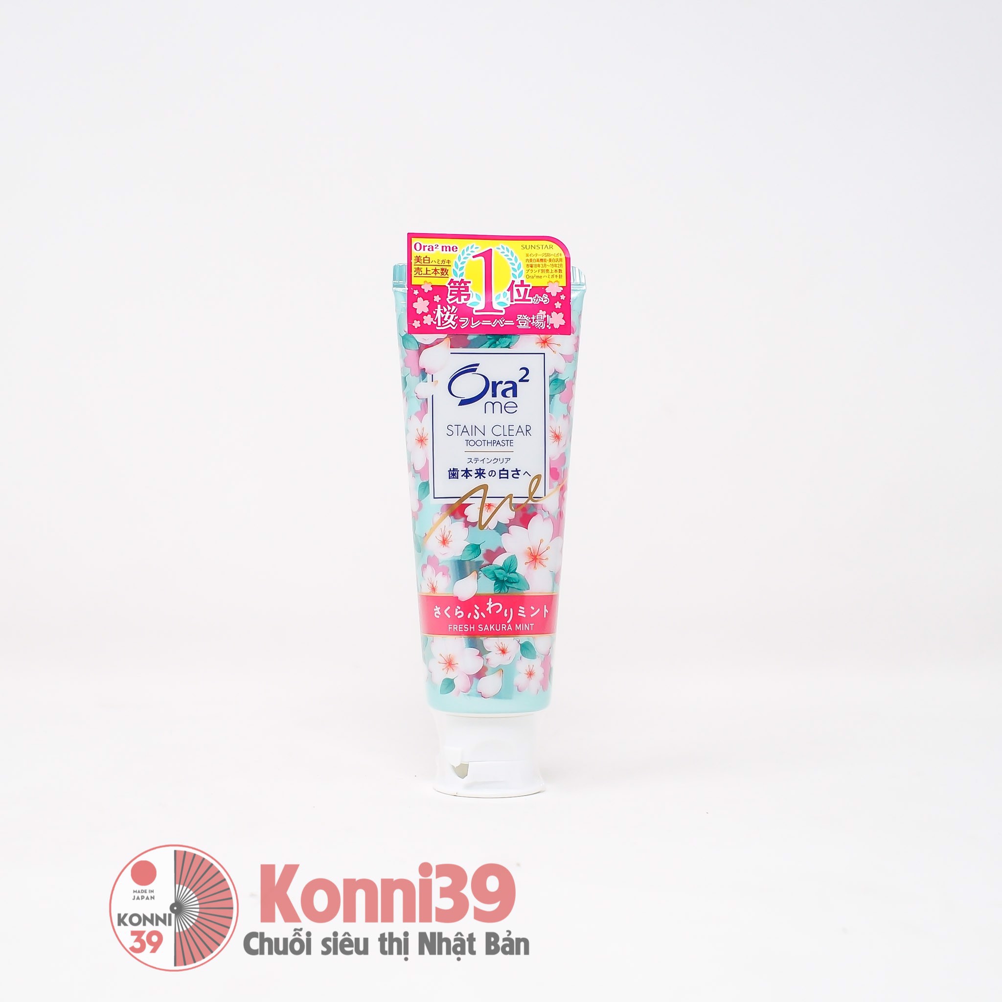 Kem đánh răng Ora2 Stain Clear Fresh Sakura Mint 130g