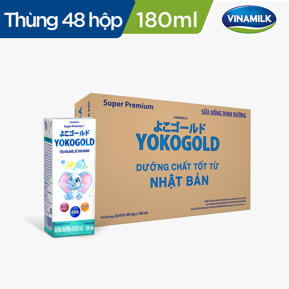Thùng 48 hộp sữa yokogold pha sẵn 180ml