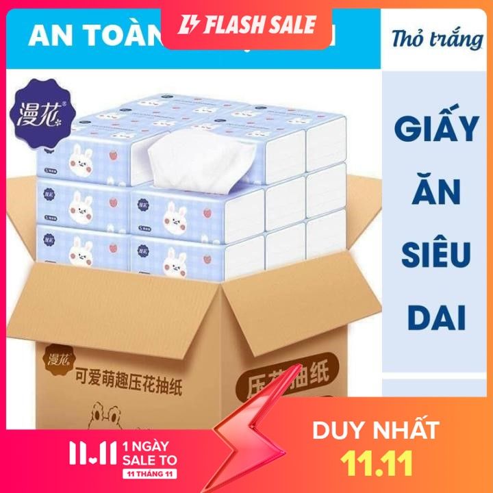 Thùng 40 gói giấy ăn gấu trúc thỏ 300 tờ 3 lớp 1 tờ giấy ăn thỏ khăn giấy gấu trúc thỏ hàng loại 1 giấy rút thỏ