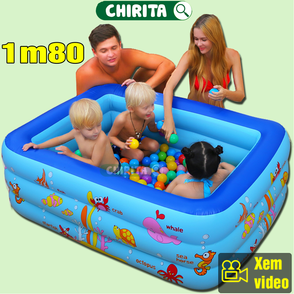 Bể Bơi Cho Bé 3 Tầng 180cm LOẠI 1 - Hồ Bơi Trẻ Em, Bể Bơi Thành Cao Cho Bé, Phao Bơi Cho Bé, Ho Boi Cho Be, Bể Phao Bơi, Đồ Chơi Trẻ Em CHIRITA