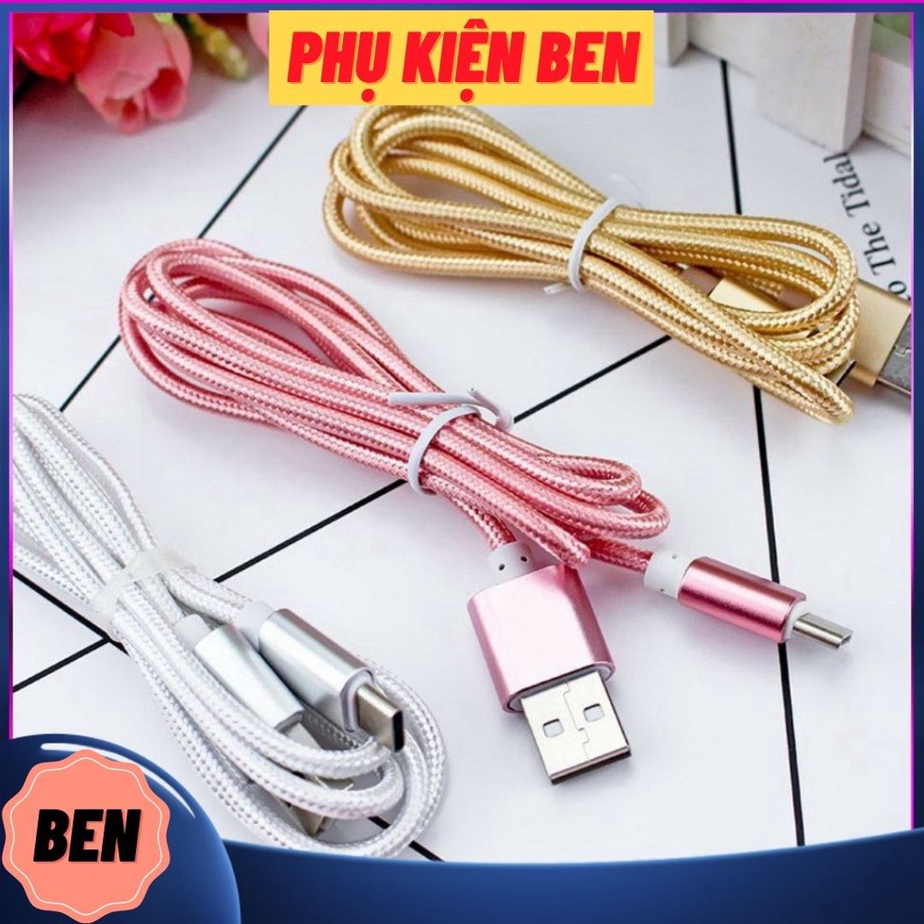 Cáp sạc bọc dù lighnting- micro- type c 3m siêu bền - siêu tiện lợi 4.8 - phụ kiện ben