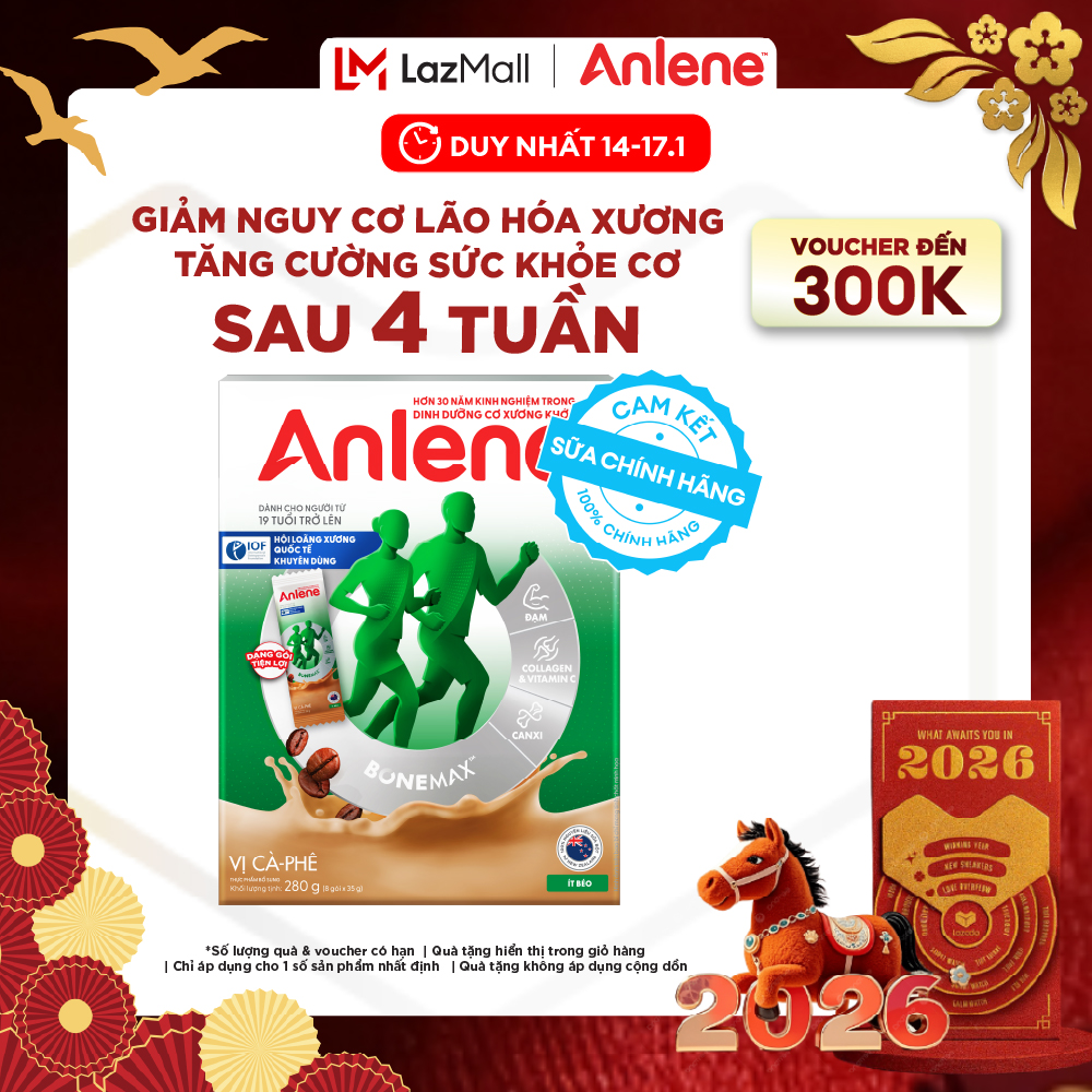 [up to 16% Off up to 175K for Orders from 800K][Freeship 0Vnd Nationwide] Anlene Coffee Flavored Powdered Milk Convenient Packets (8 Packs X 35g) - Thương hiệu Anlene Giá 129,000 Đồng*Miễn phí vận chuyển