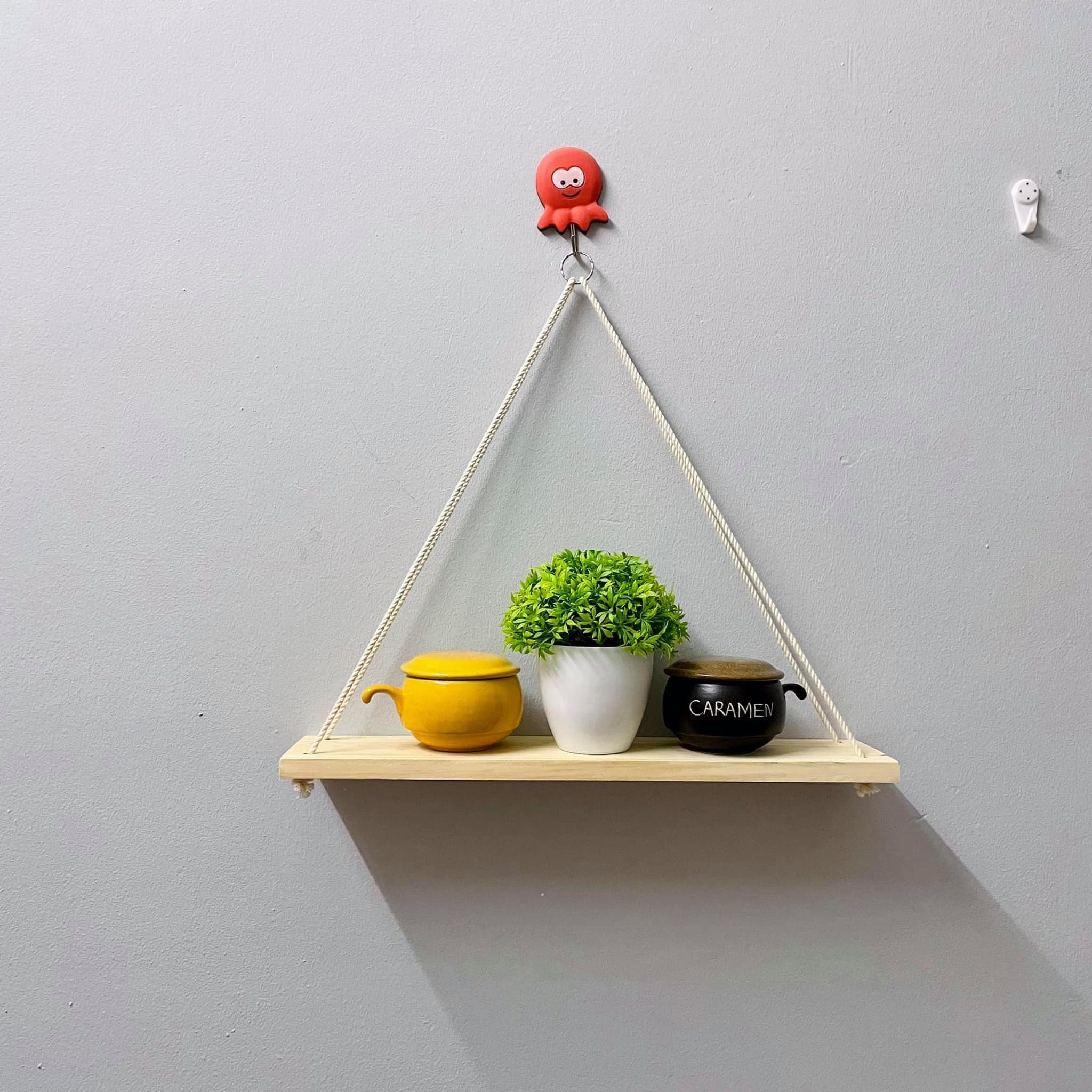 set 3 kệ treo tường kệ trang trí kệ treo dây kệ gỗ kệ treo dây macrame giá sách treo tường  40x12cmx2cm