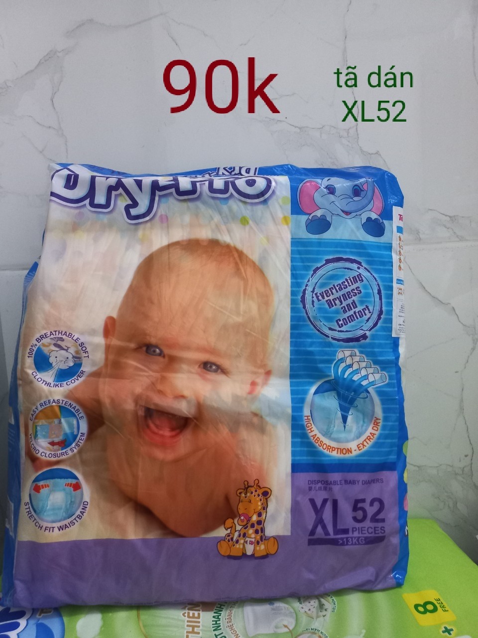 [52 MIẾNG] Tã dán DRY PRO XL52 - nhập khẩu MALAYSIA (dành cho bé 12-15kg)