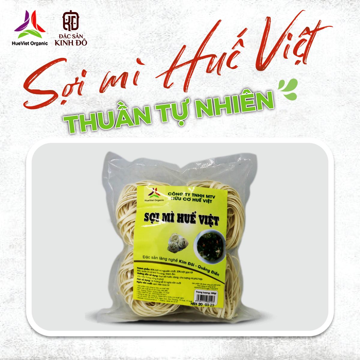 Bánh Canh Khô Huế Việt, Bánh Canh Eatclean, Bánh Canh Bột Mỳ Huế, Canh Tác Tự Nhiên, An Toàn, Eatclean Gói 300gr