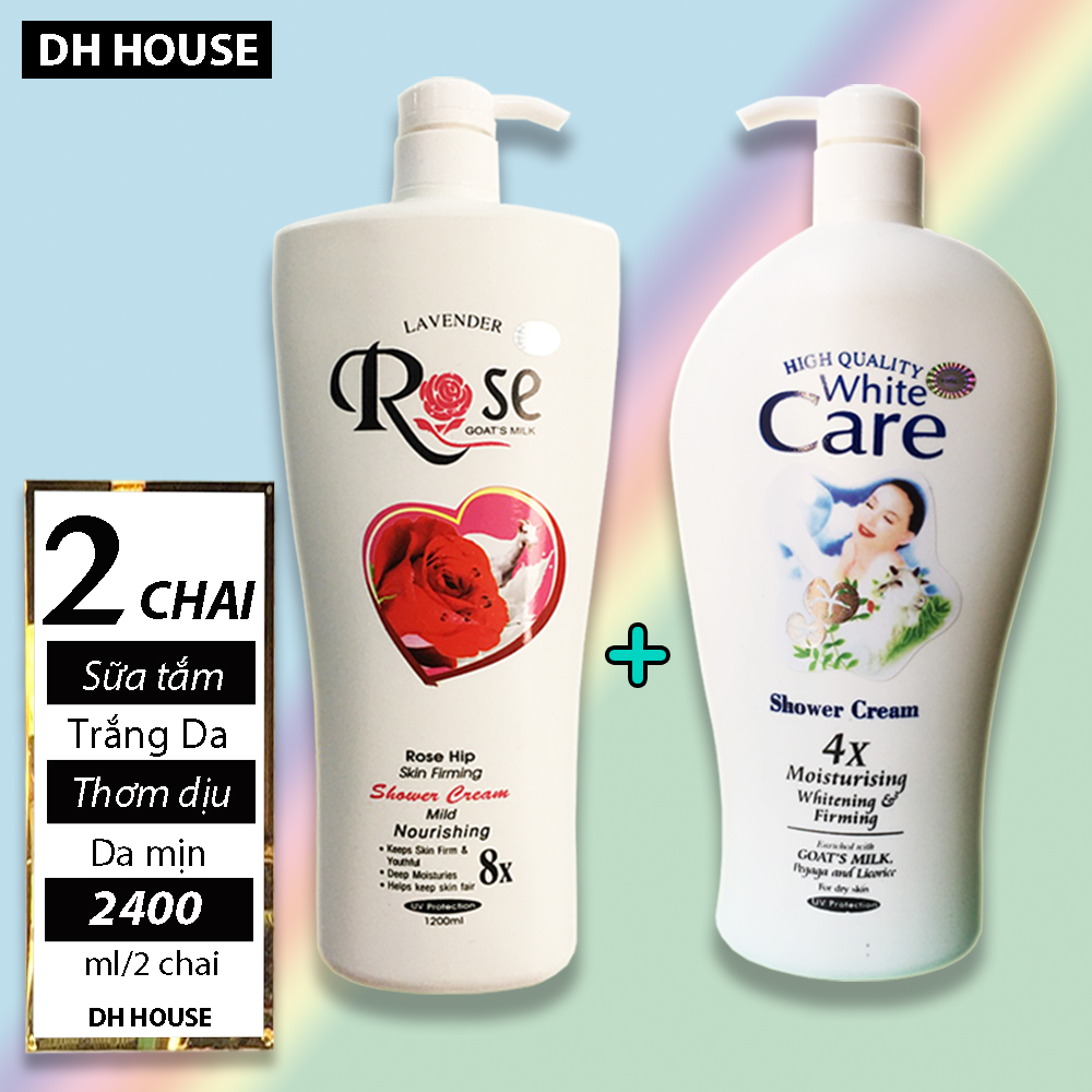 [HCM][ Combo 02 Chai ] Sữa tắm ROSE 8x 1200ml + Sữa tắm Dê White Care 4x 1200ml Chai to khổng lồ. (Date : 36 tháng)) DHHOUSE