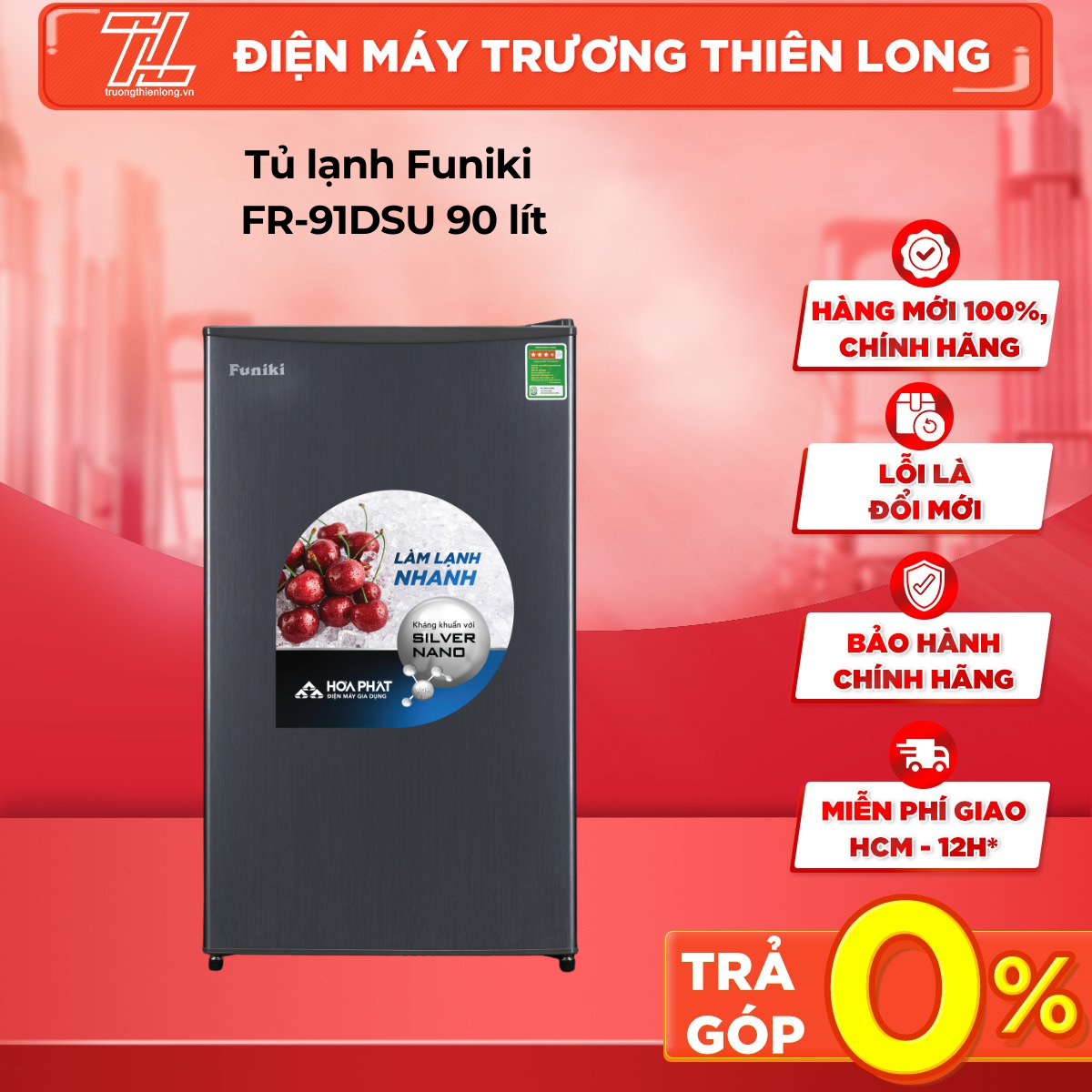 Tủ lạnh Funiki FR 91DSU tủ mini 90 lít - TRẢ GÓP 0% - GIAO TOÀN QUỐC - NGOÀI HCM TÍNH PHÍ