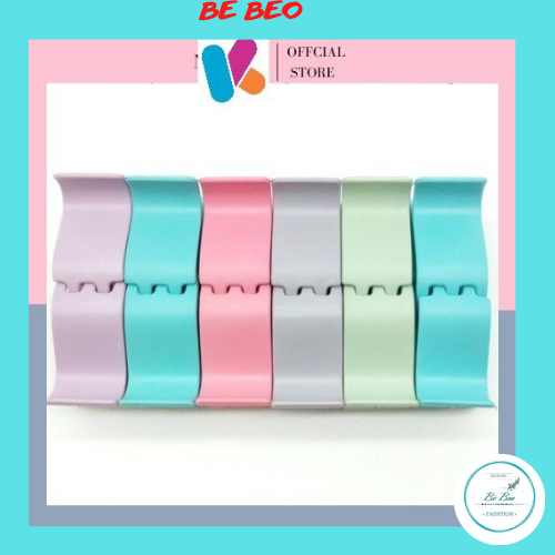Vỉ 12 kẹp càng cua 5 răng nhám mix màu pastel