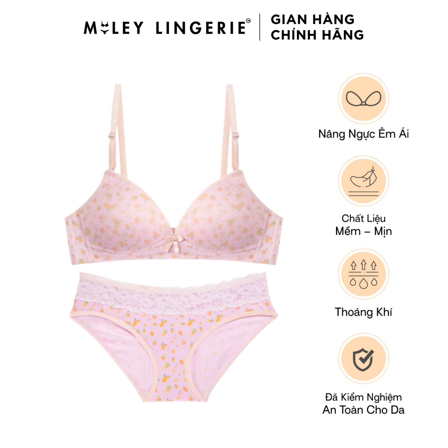 Bộ đồ lót không gọng thun lạnh hoa văn brm0x015 miley lingerie