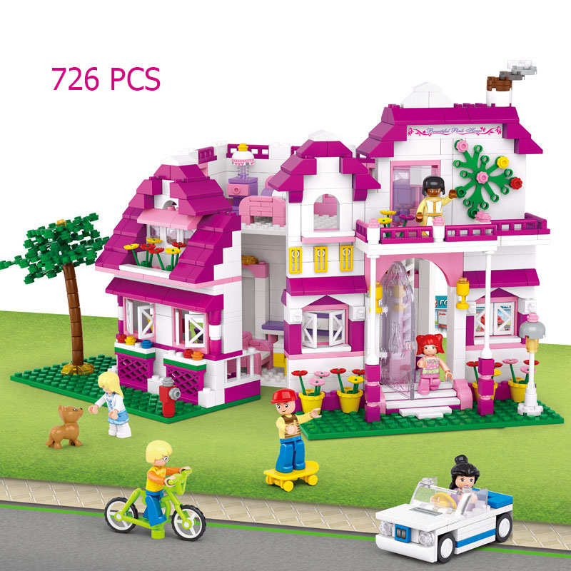 Đồ chơi xếp hình lắp ráp Đồ chơi lego bé gái kiểu lego biệt thự gia đình Villa Building Blocks 726pcs Model Sluban B0536