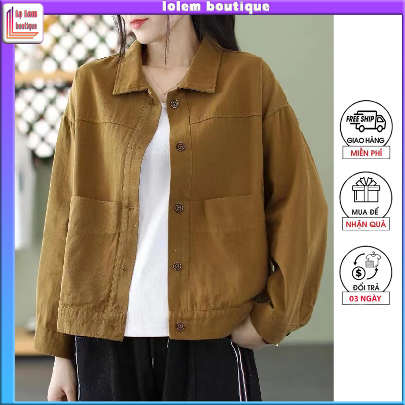 Áo khoác Nữ kaki croptop hàn quốc lửng có túi trong tiện lợi, cá tính sành điệu - Lolem Boutique