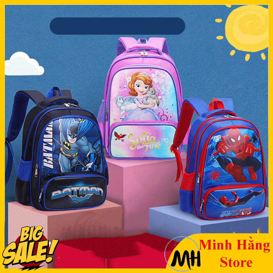 [LỚP 1-3- HÀNG ĐẸP] Balo cho bé trai và bé gái đi học, cặp sách chống thấm cho học sinh tiểu học, ba lô trẻ em hình siêu nhân, công chúa nhiều ngăn cấp 1