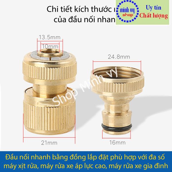 Bộ khớp nối nhanh bằng đồng  Khớp nối nhanh dây cấp nước đầu vào máy rửa xe BKĐin