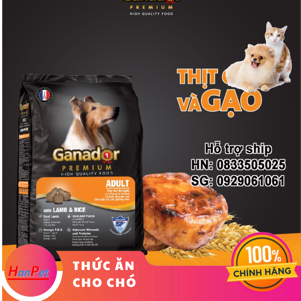 Hanpet - Thức ăn viên cao cấp Ganador Adult cừu gạo (gói lớn 1,5kg) Dành cho chó trưởng thành ( 210)- HP10327TC