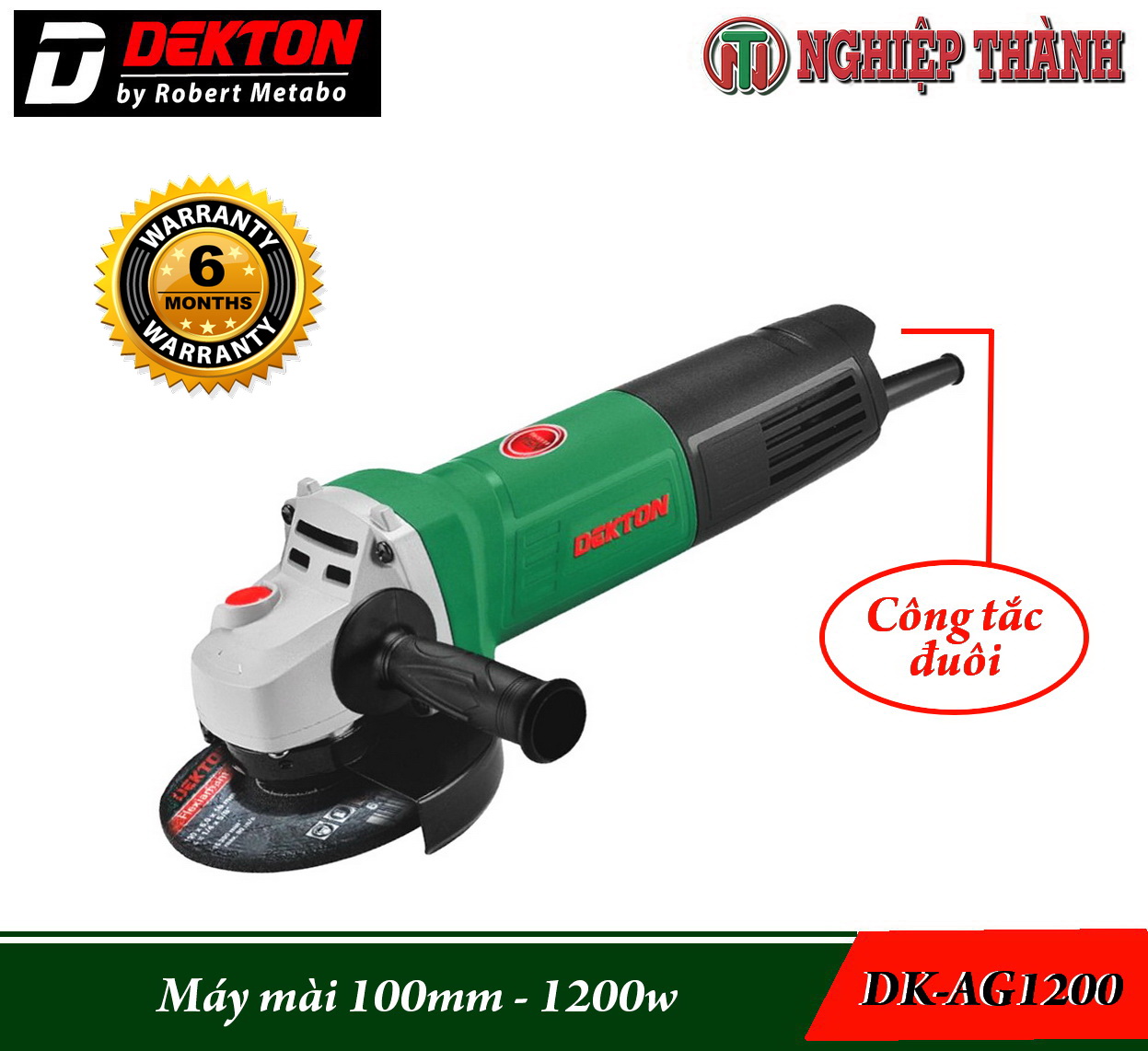 Máy mài góc 100mm dekton dk-ag1200