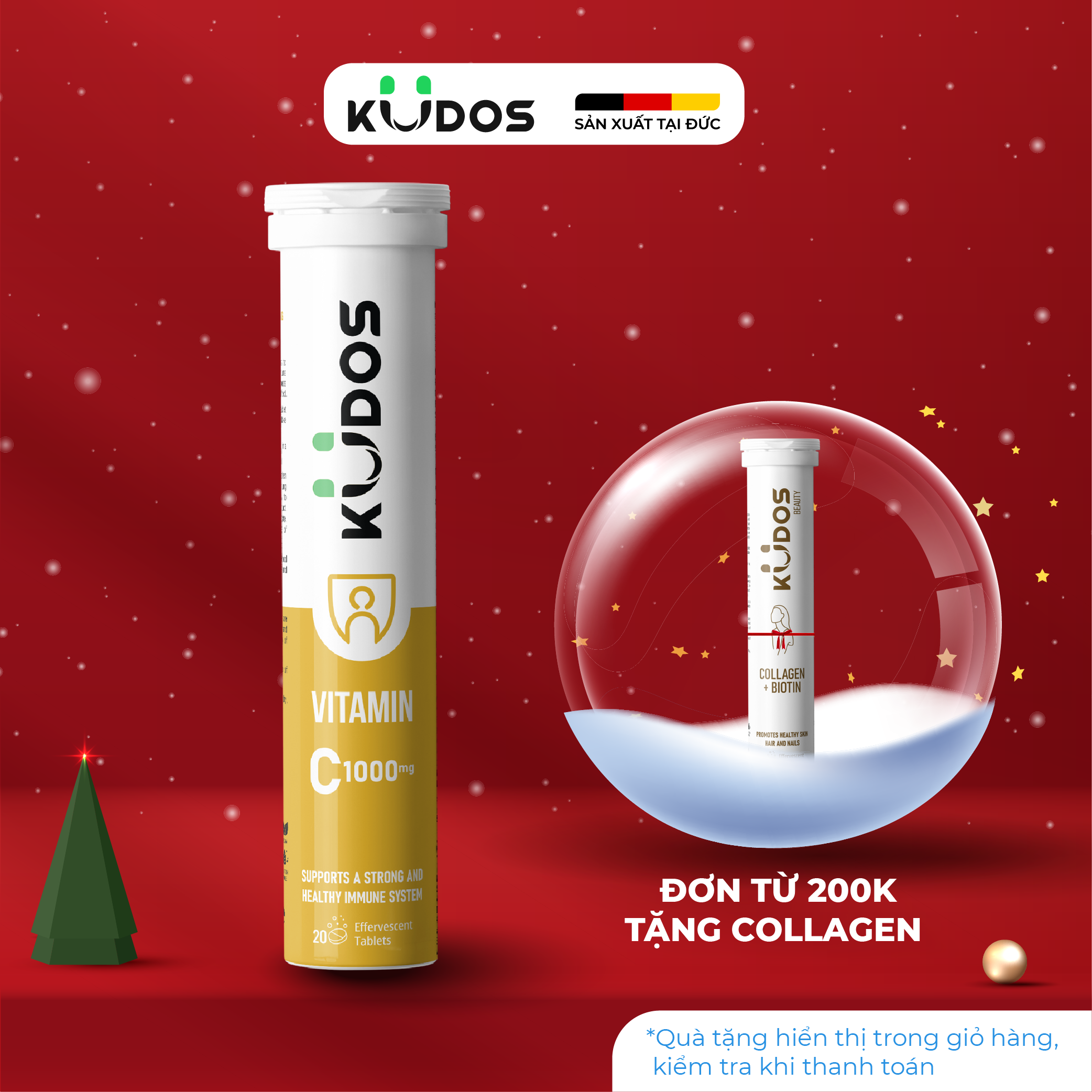  Thực phẩm bảo vệ sức khỏe KUDOS VITAMIN C 1000 MG hương chanh  20 viên tuýp  