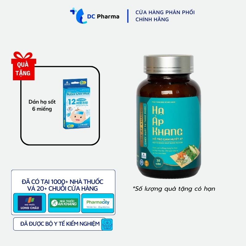 Viên uống thảo dược kết hợp đông trùng hạ thảo, hỗ trợ cao huyết áp, hạ huyết áp giúp ổn định, điều hòa huyết áp Hạ Áp Khang hộp 30 viên - DC Pharma