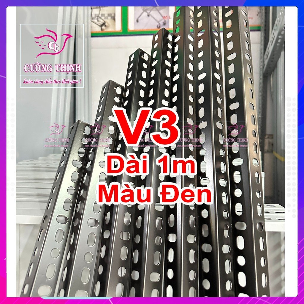 Sắt v lỗ - lắp ráp kệ sắt đa năng, sắt v lỗ, màu đen