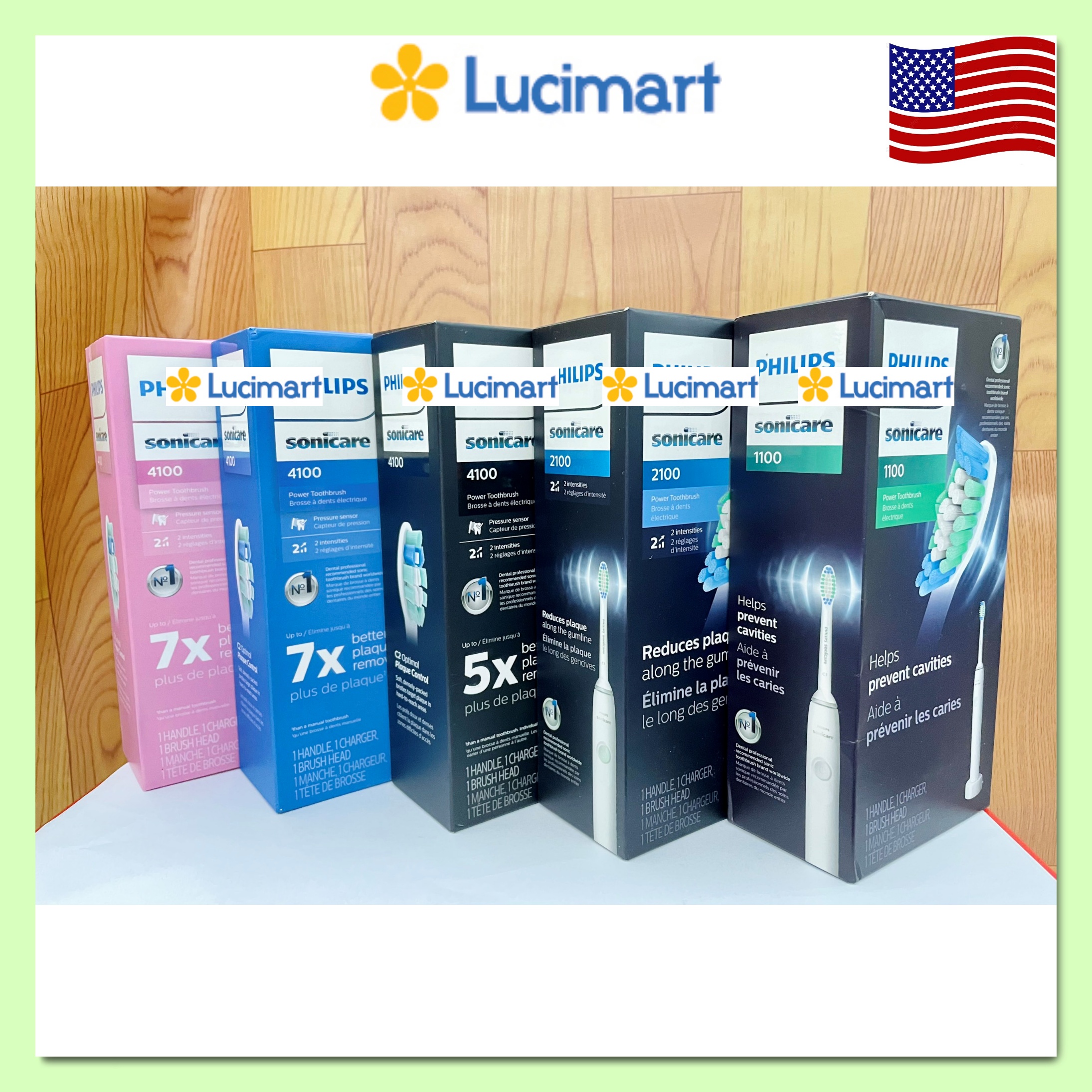 Bàn chải điện Phi.lips Sonicare 1100, 2100, 4100 Power Toothbrush [Hàng Mỹ]