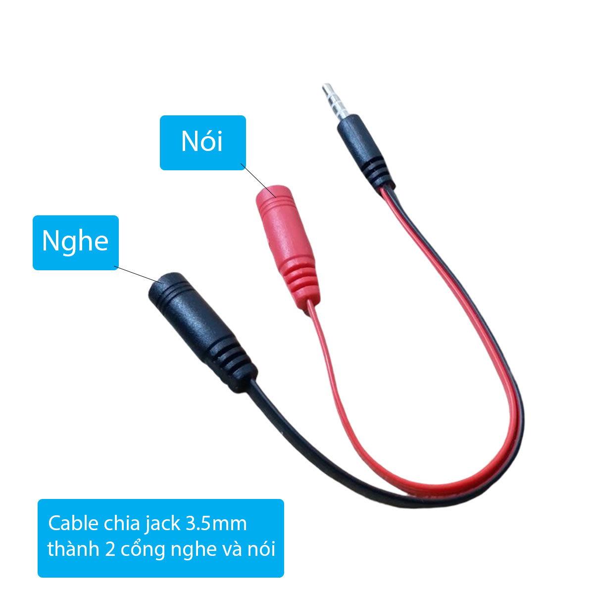 Cable chia từ 1 lỗ 3.5mm 4 khất ra 2 lỗ 3.5mm 3 khất nghe và nói giống như máy tính để bàn cho Laptop và điện thoại MH007