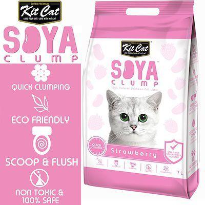 Cát đậu nành cho mèo hương dâu - Kitcat soya strawberry clump