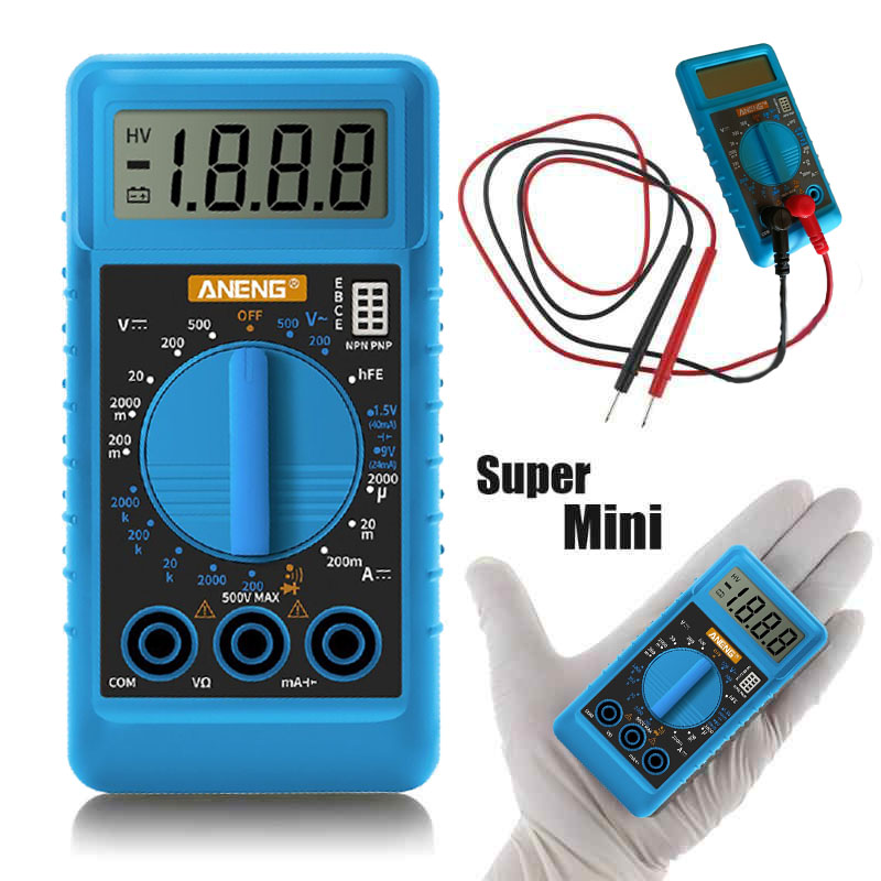 Đồng hồ đo vạn năng ANENG DT 182 bỏ túi siêu nhỏ chỉ dài 10cm, Có Loa báo thông mạch kiểm tra điện 1, chiều xoay chiều, transistor, đo tụ, điện trở . V. v..