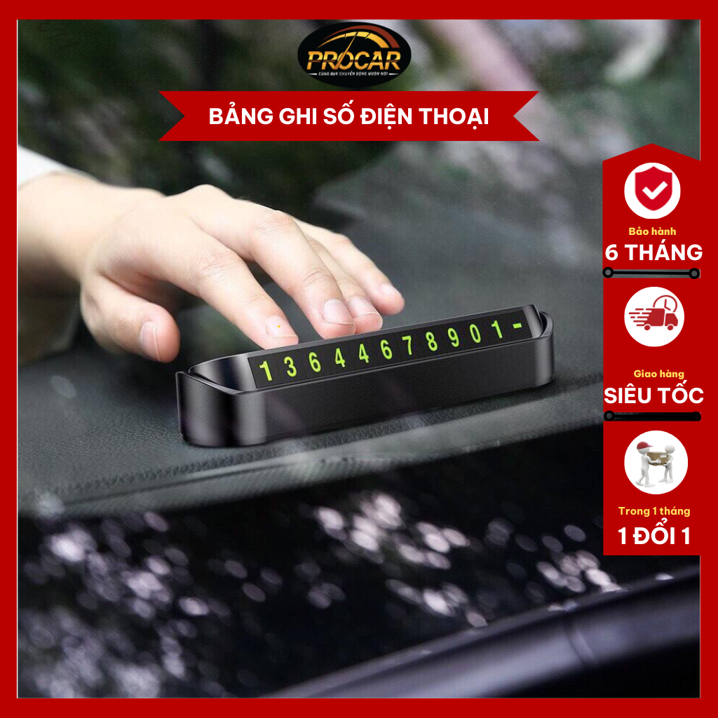 Bảng số điện thoại ô tô, bảng ghi số điện thoại đặt taplo cho xe ô tô.