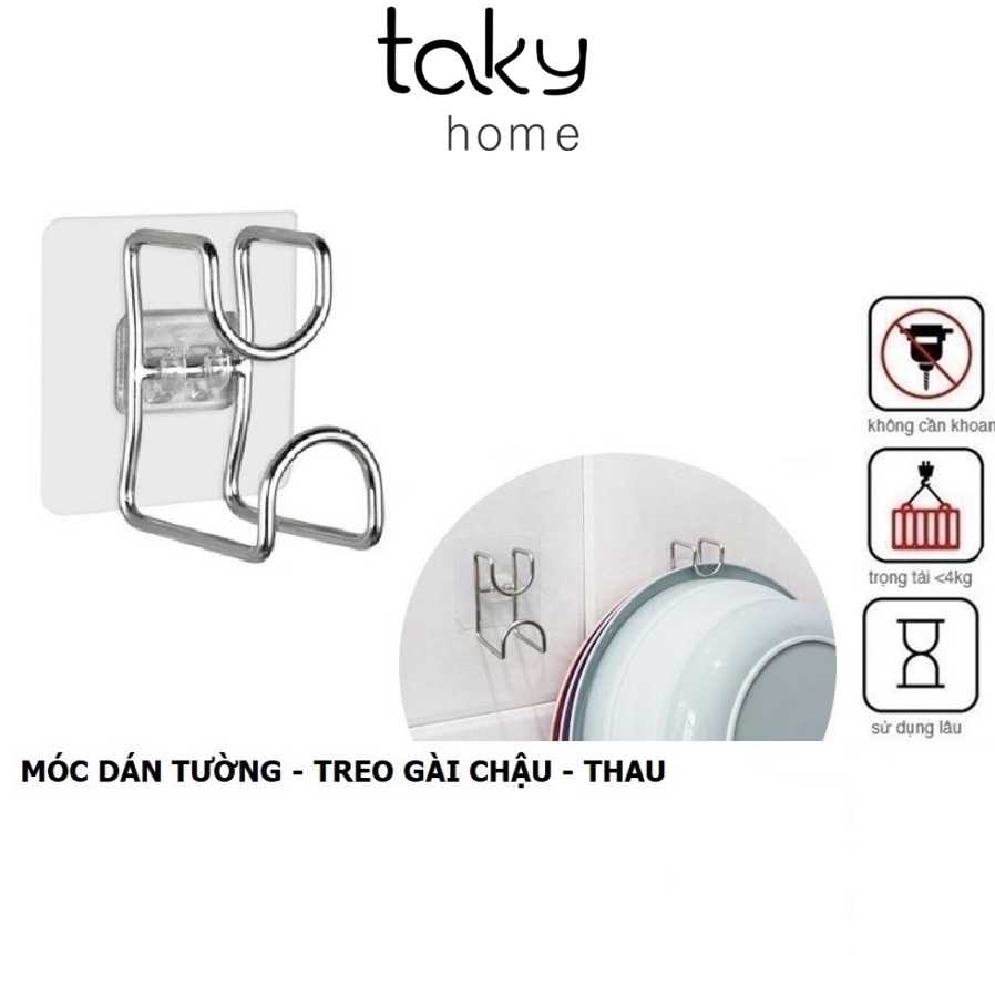 Móc Treo Chậu - Móc Inox Dán Tường Nhà Tắm, Treo Thau, Chậu Giặt, Móc Treo Đồ Đa Năng, Móc Treo Đồ Dán Tường, Móc Inox Dán Tường, Không Khoan Đục. TakyHome 2013