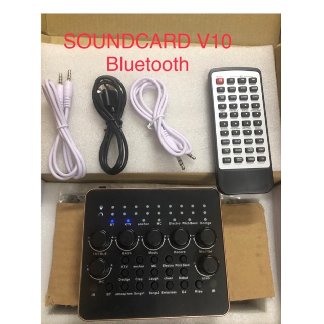 Sound card live stream V10 có điều khiển từ xa