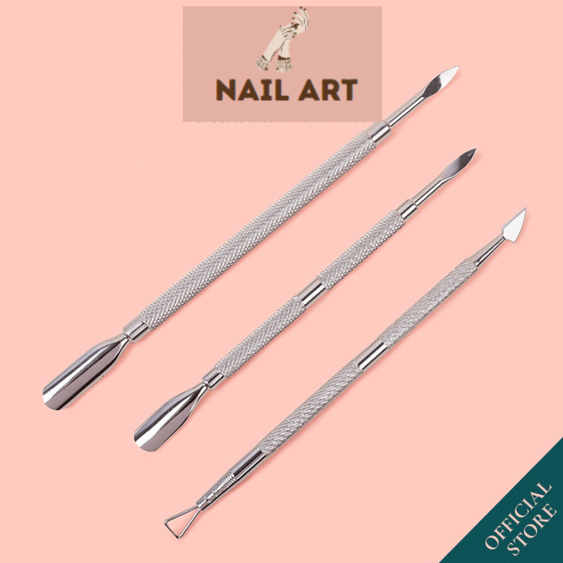 , Cây đẩy da chết - Cây cạo sơn gel, lấy khóe móng loại inox 304 chuyên dụng. que đẩy da chuyên dụng ngành nail, Dụng cụ làm móng cây đẩy da chết móng hai đầu tiện dụng thép không gỉ